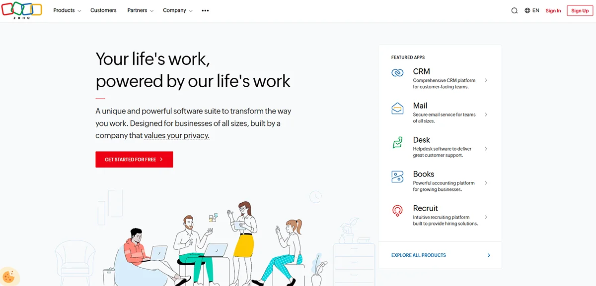 Zoho people main page